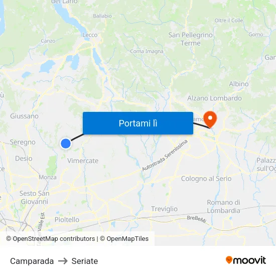 Camparada to Seriate map
