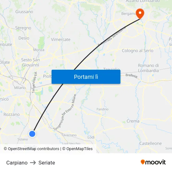 Carpiano to Seriate map