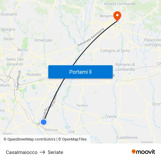 Casalmaiocco to Seriate map