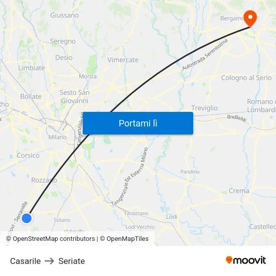 Casarile to Seriate map