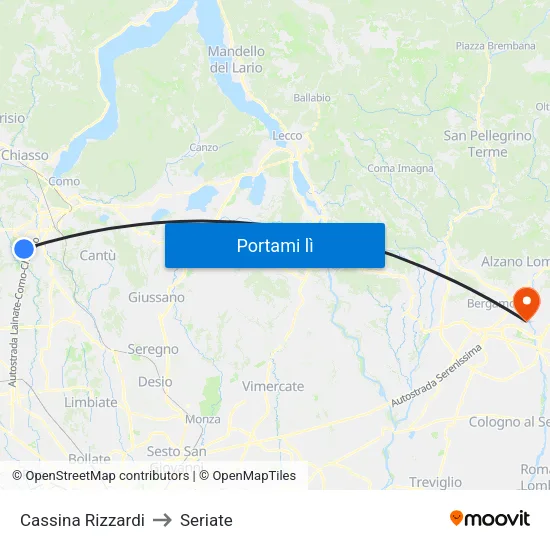 Cassina Rizzardi to Seriate map