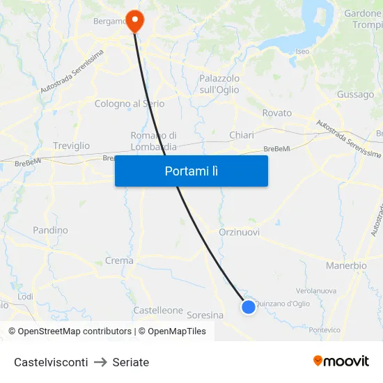 Castelvisconti to Seriate map
