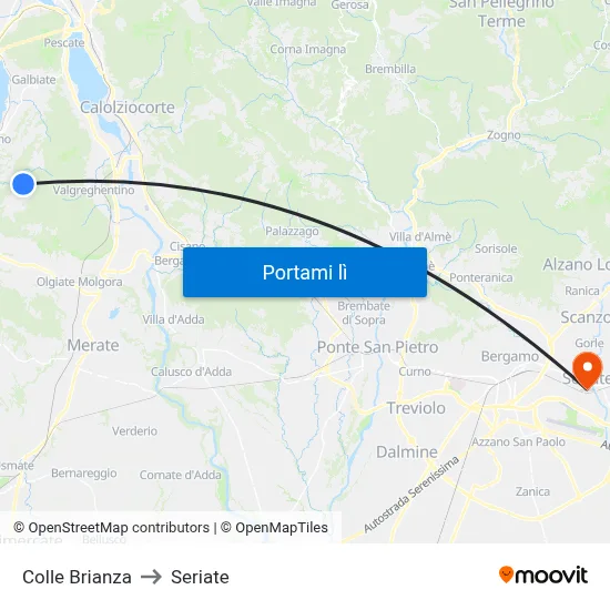 Colle Brianza to Seriate map
