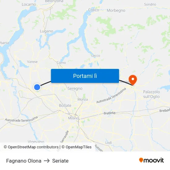 Fagnano Olona to Seriate map