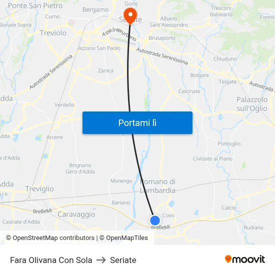 Fara Olivana Con Sola to Seriate map