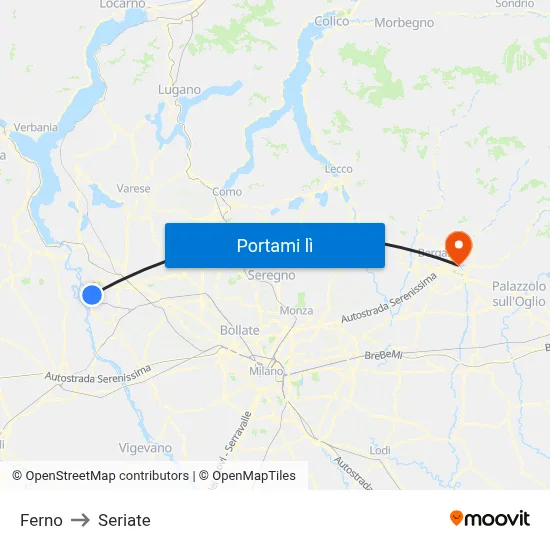 Ferno to Seriate map