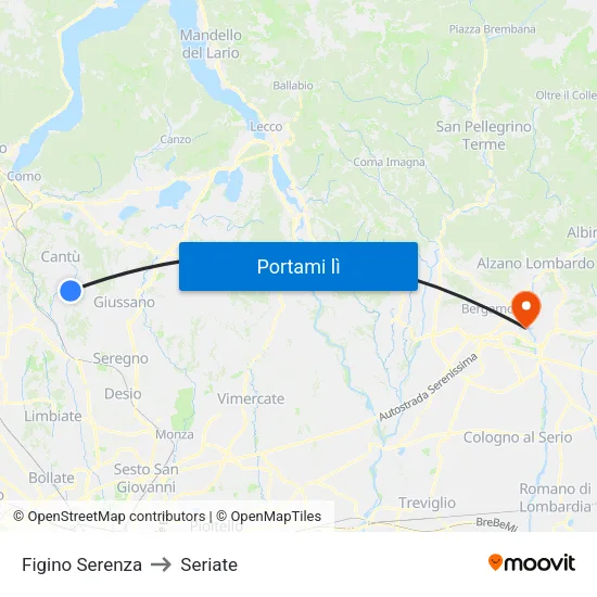 Figino Serenza to Seriate map