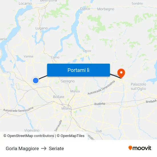 Gorla Maggiore to Seriate map