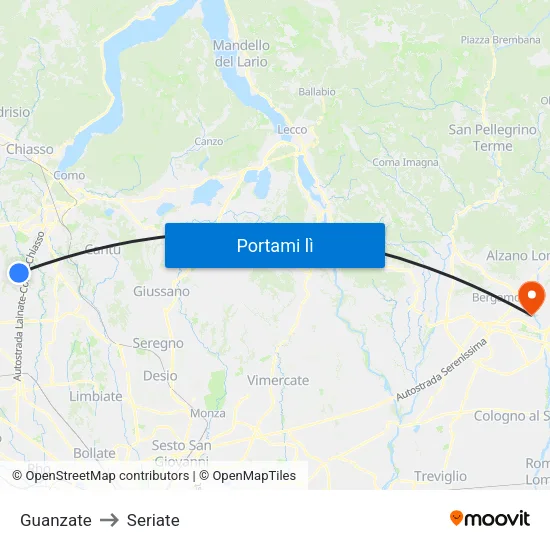 Guanzate to Seriate map