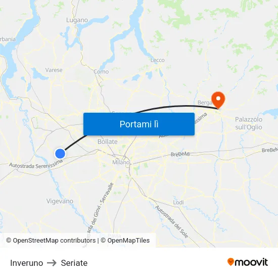 Inveruno to Seriate map
