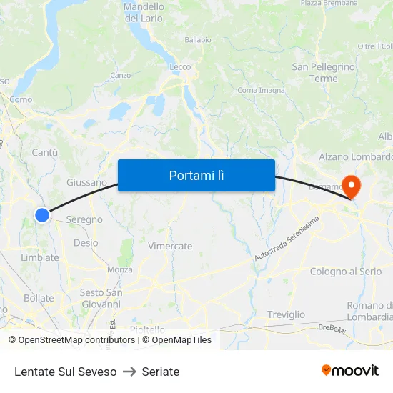 Lentate Sul Seveso to Seriate map