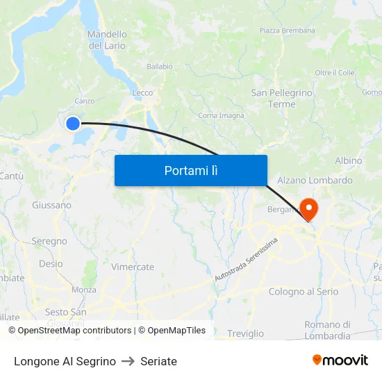 Longone Al Segrino to Seriate map
