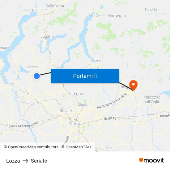 Lozza to Seriate map