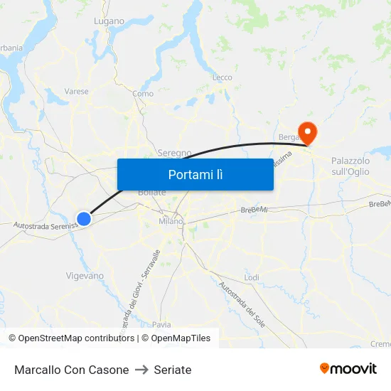 Marcallo Con Casone to Seriate map