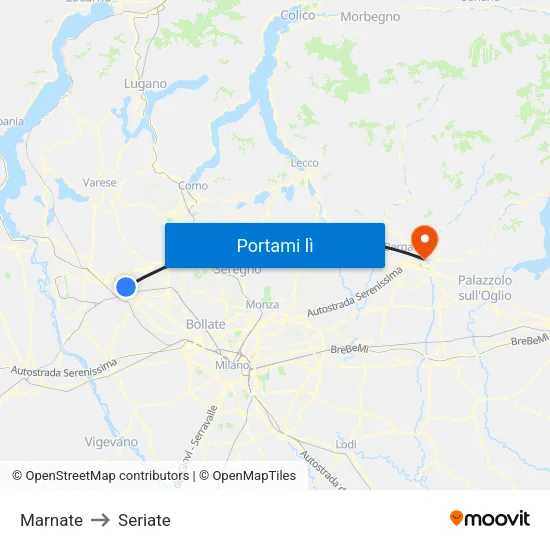 Marnate to Seriate map