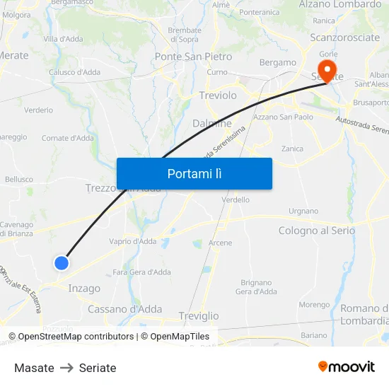 Masate to Seriate map