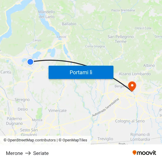 Merone to Seriate map