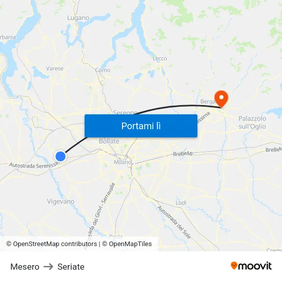 Mesero to Seriate map