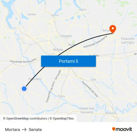Mortara to Seriate map