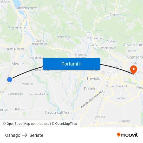 Osnago to Seriate map