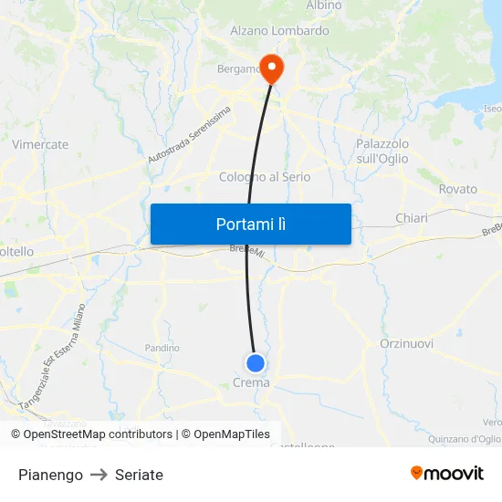 Pianengo to Seriate map