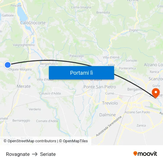 Rovagnate to Seriate map