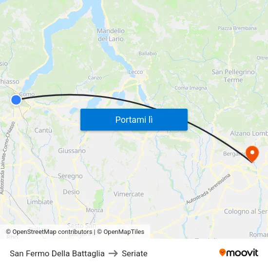 San Fermo Della Battaglia to Seriate map