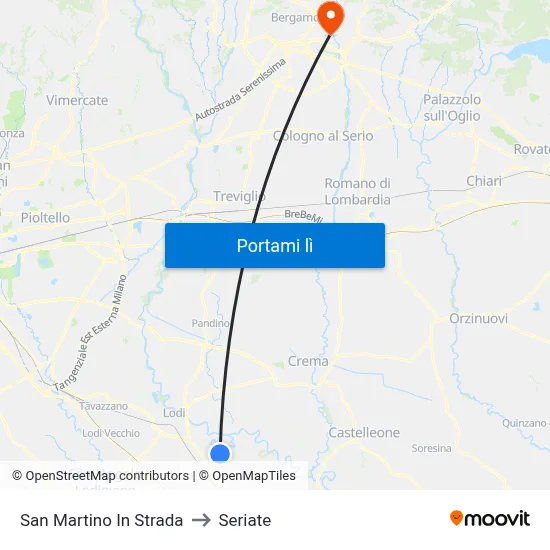 San Martino In Strada to Seriate map