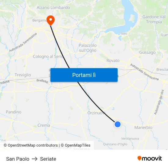 San Paolo to Seriate map