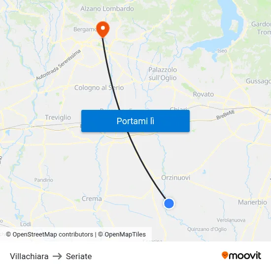 Villachiara to Seriate map