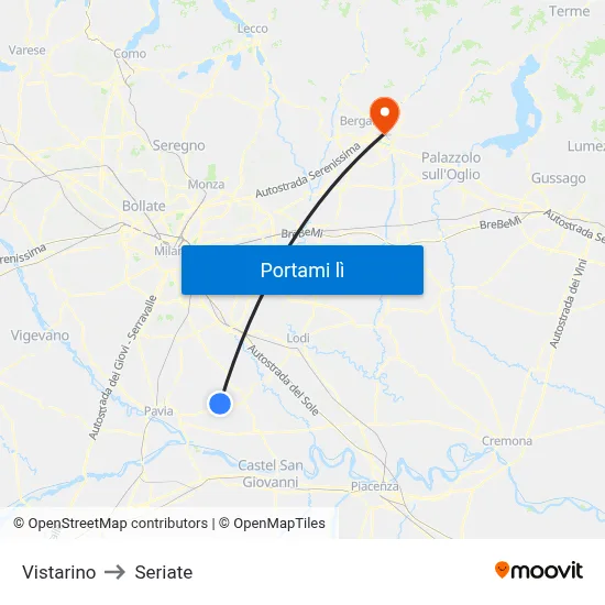 Vistarino to Seriate map