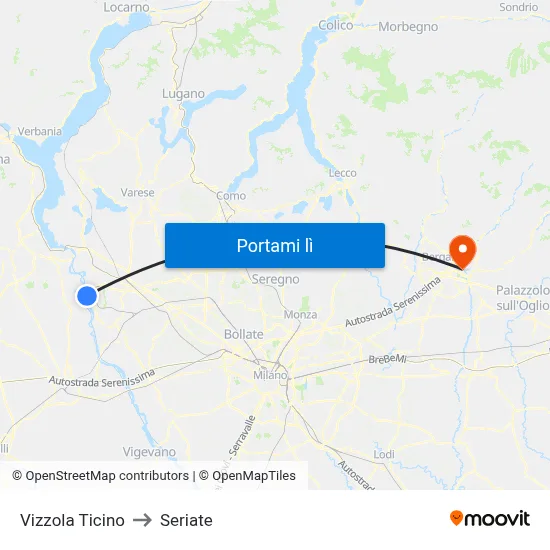 Vizzola Ticino to Seriate map