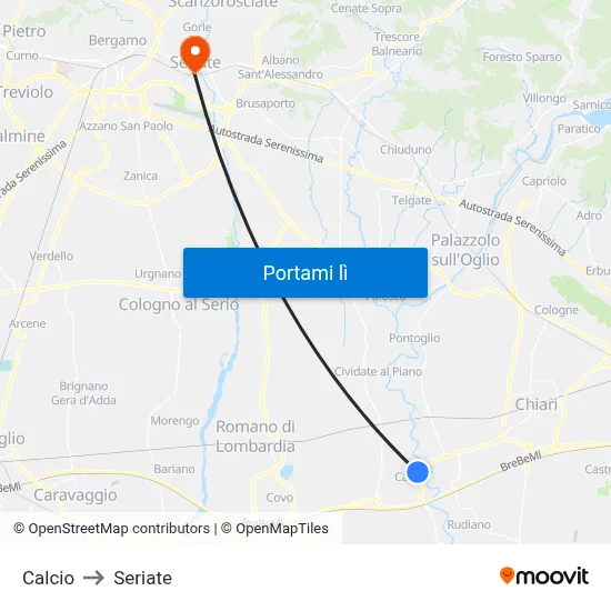 Calcio to Seriate map