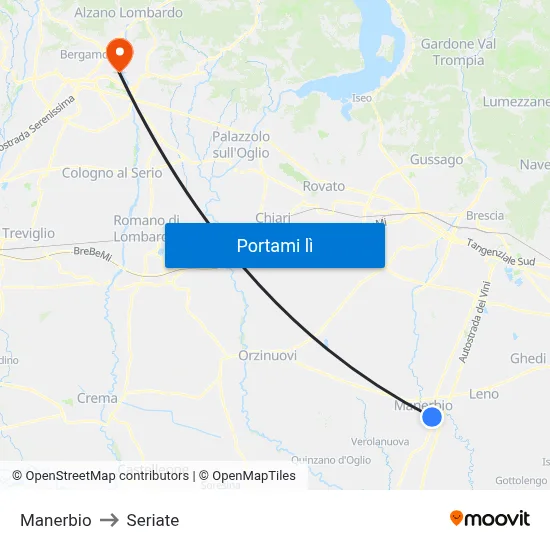 Manerbio to Seriate map