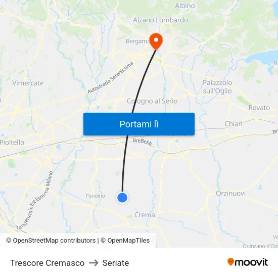 Trescore Cremasco to Seriate map