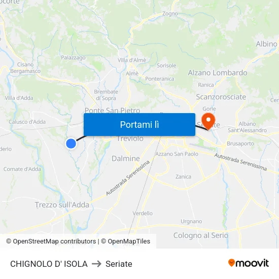 CHIGNOLO D' ISOLA to Seriate map