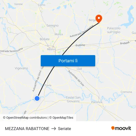 MEZZANA RABATTONE to Seriate map