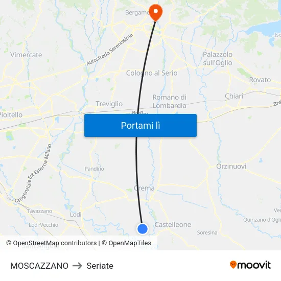 MOSCAZZANO to Seriate map
