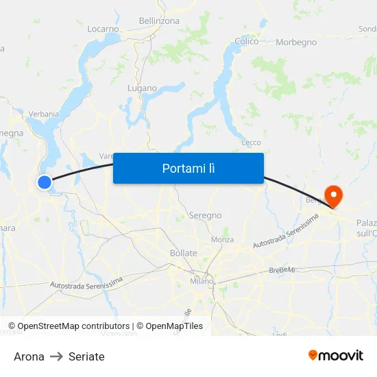 Arona to Seriate map
