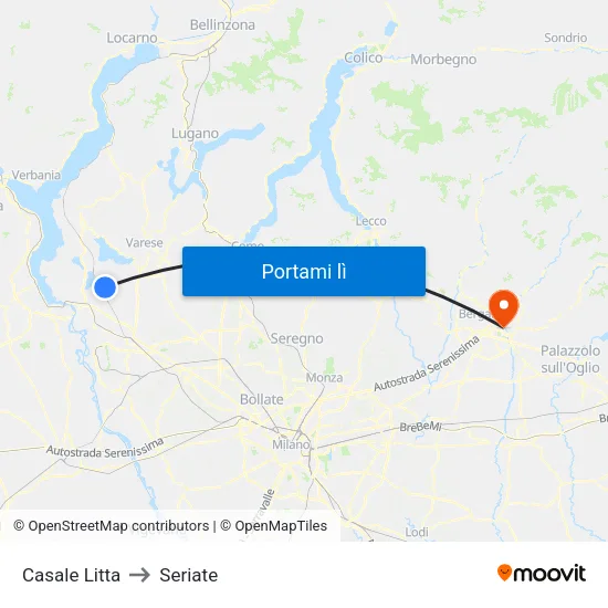 Casale Litta to Seriate map
