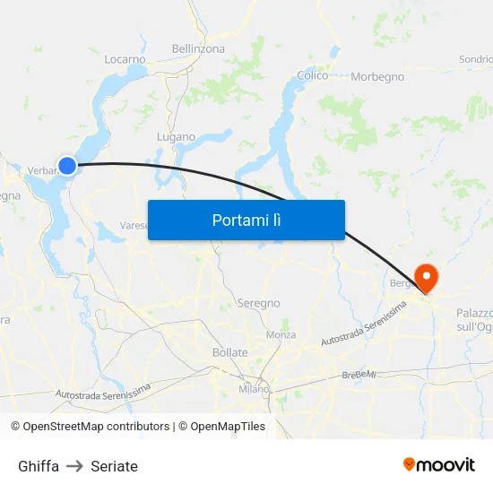 Ghiffa to Seriate map