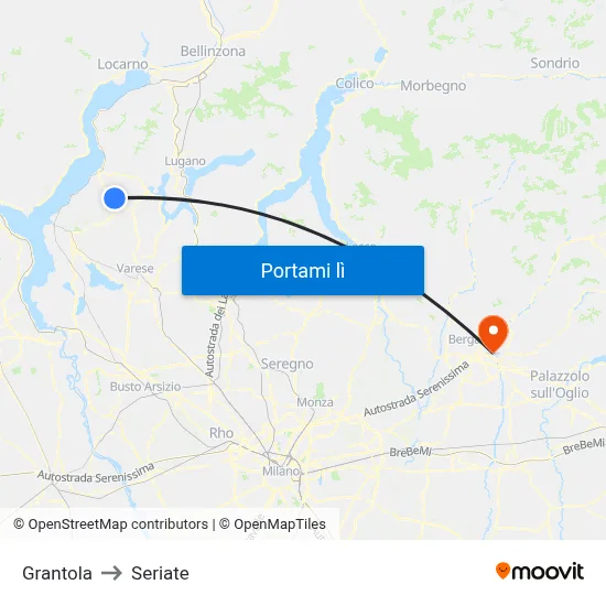 Grantola to Seriate map