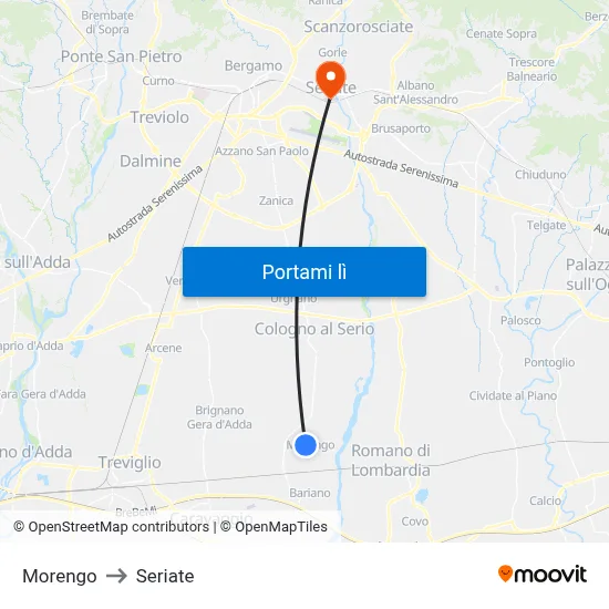Morengo to Seriate map