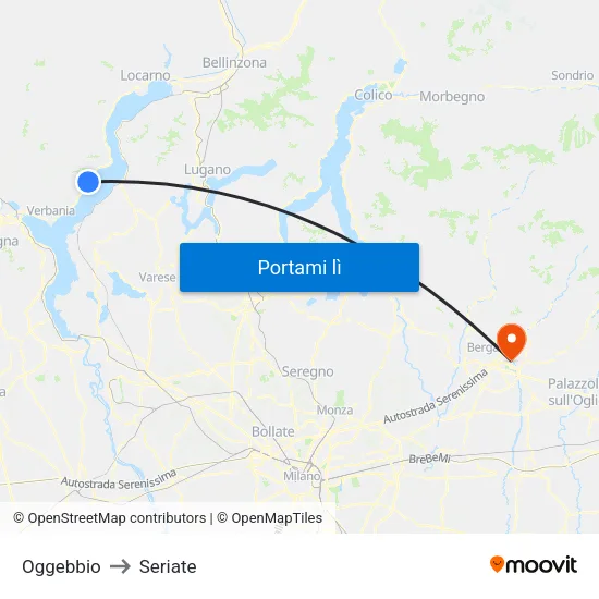 Oggebbio to Seriate map