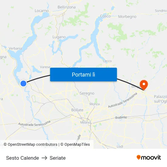 Sesto Calende to Seriate map