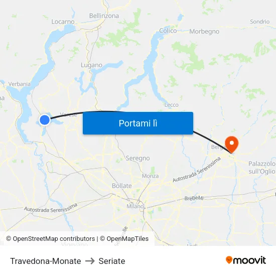 Travedona-Monate to Seriate map