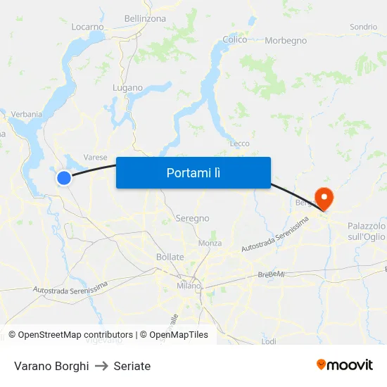 Varano Borghi to Seriate map