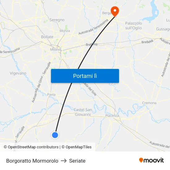 Borgoratto Mormorolo to Seriate map
