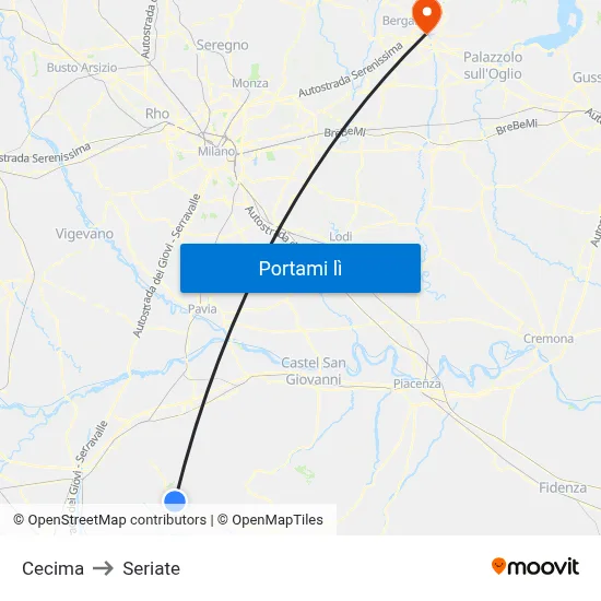 Cecima to Seriate map