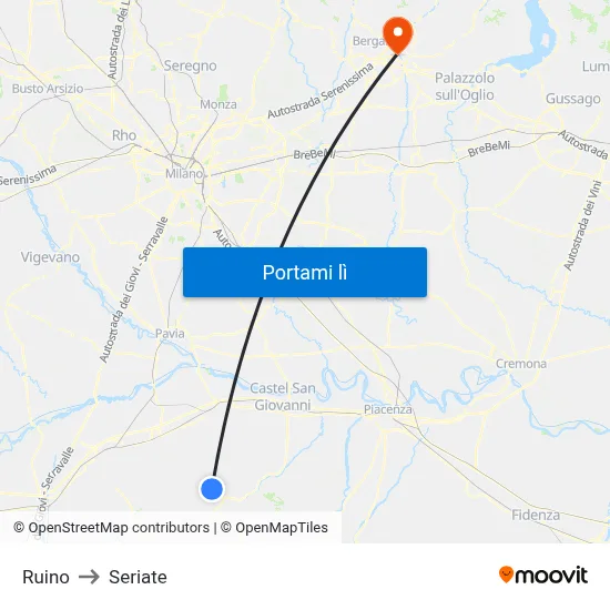 Ruino to Seriate map
